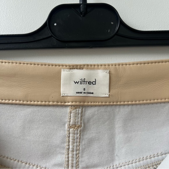 Wilfred Aritzia Melina Vegan Leather Straight Leg Pants - Cream Beige - Size 8 - Picture 8 of 12